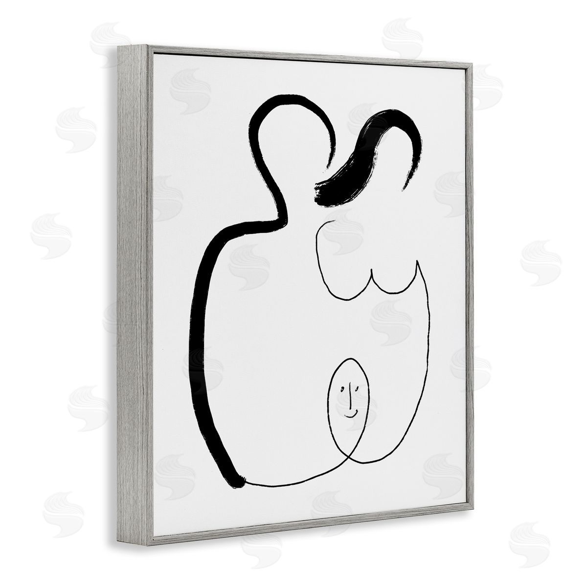 Bellassai Art Family Embrace Abstract Portrait Gray Frame Giclee Wall Art Print