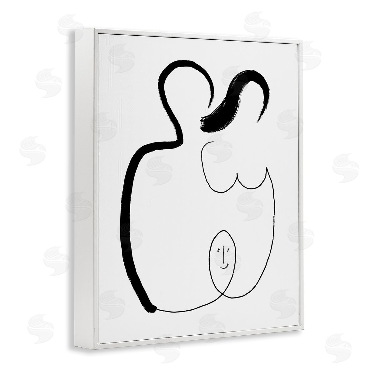 Bellassai Art Family Embrace Abstract Portrait White Frame Giclee Wall Art Print