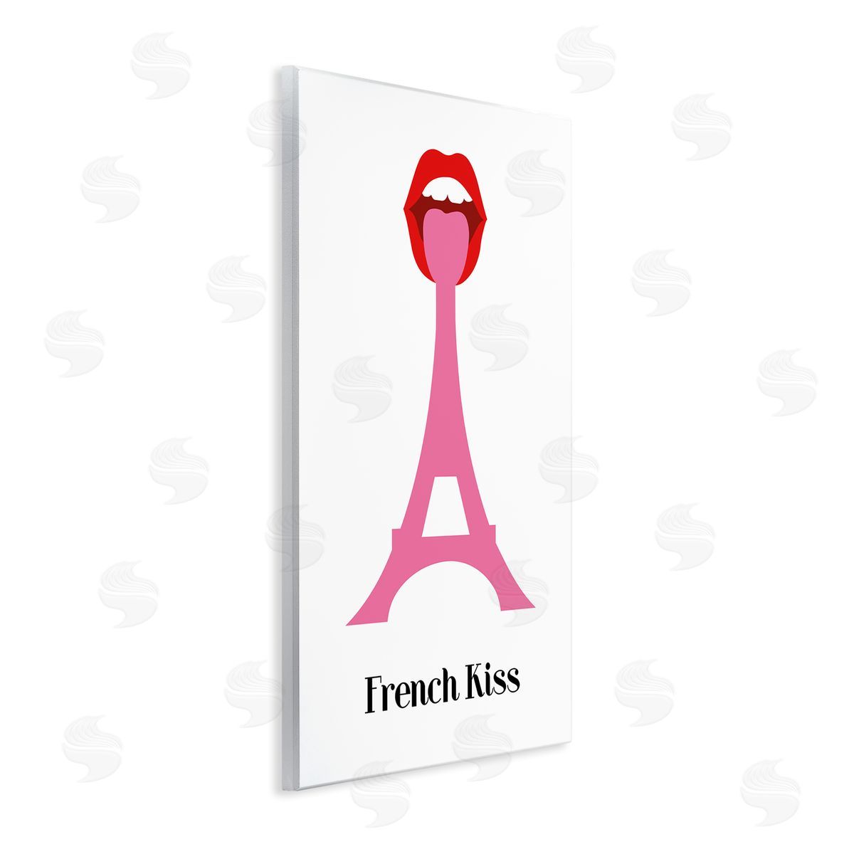 Bellassai Art French Kiss Pink Eifel Tower Wall Plaque Wall Art Print