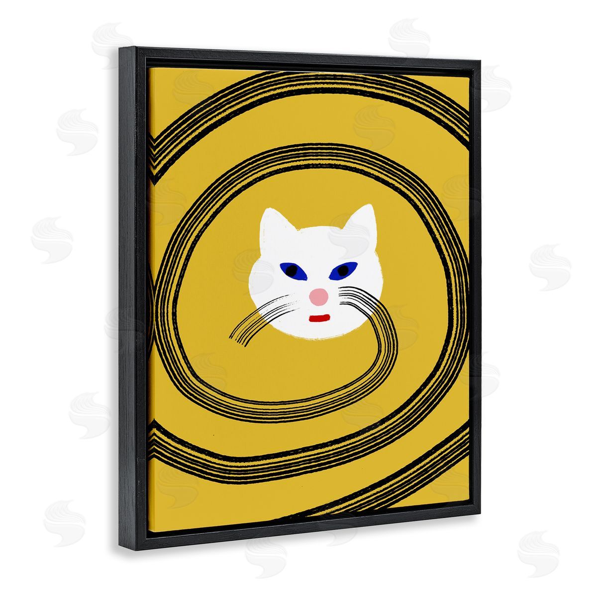 Bellassai Art Cat Whiskers Meow over Yellow Black Floating Frame Canvas Wall Art Print