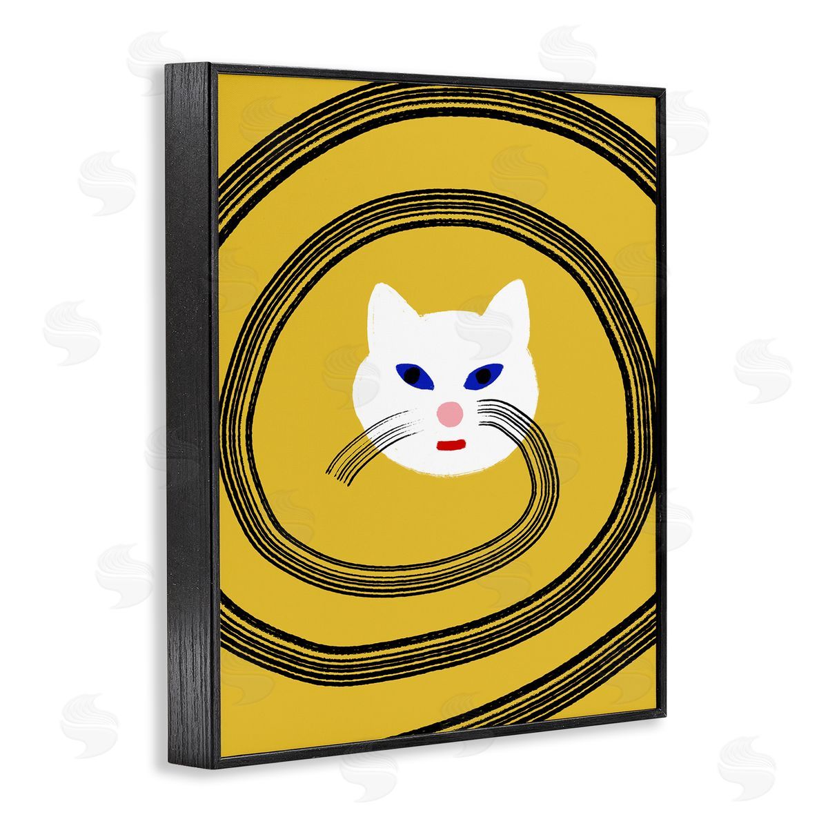 Bellassai Art Cat Whiskers Meow over Yellow Black Frame Giclee Wall Art Print