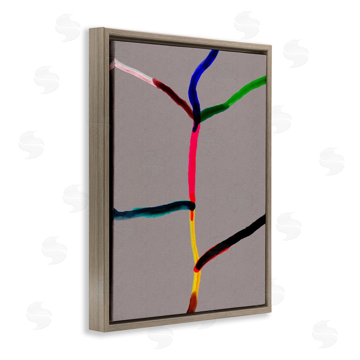 Bellassai Art Tree of Happiness Abstract Brown Floating Frame Canvas Wall Art Print