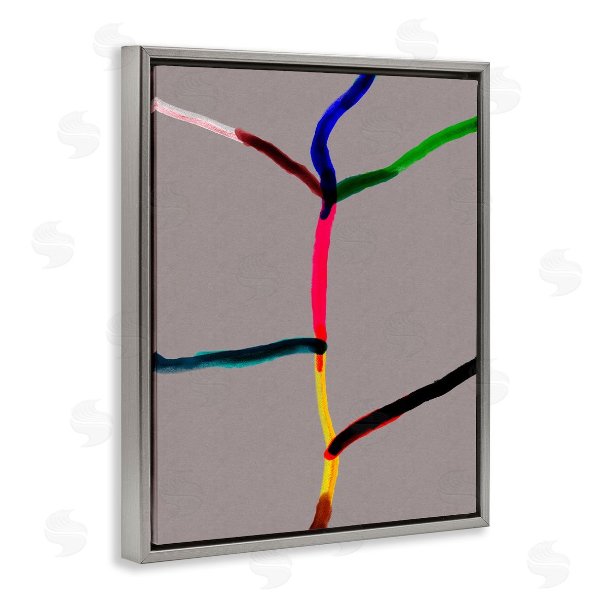 Bellassai Art Tree of Happiness Abstract Gray Floating Frame Canvas Wall Art Print