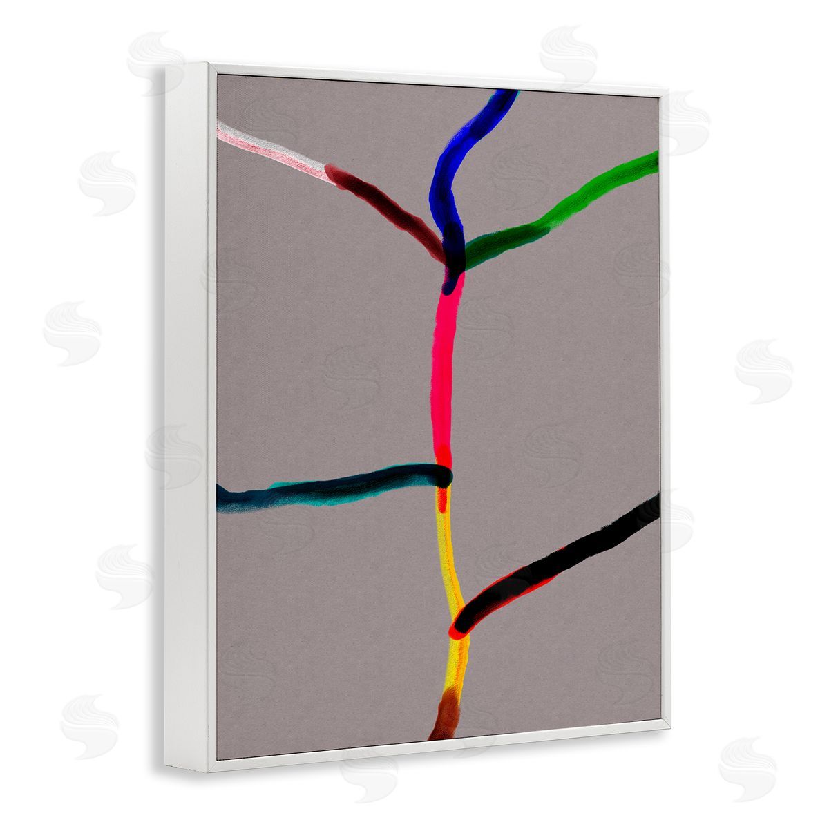 Bellassai Art Tree of Happiness Abstract White Frame Giclee Wall Art Print