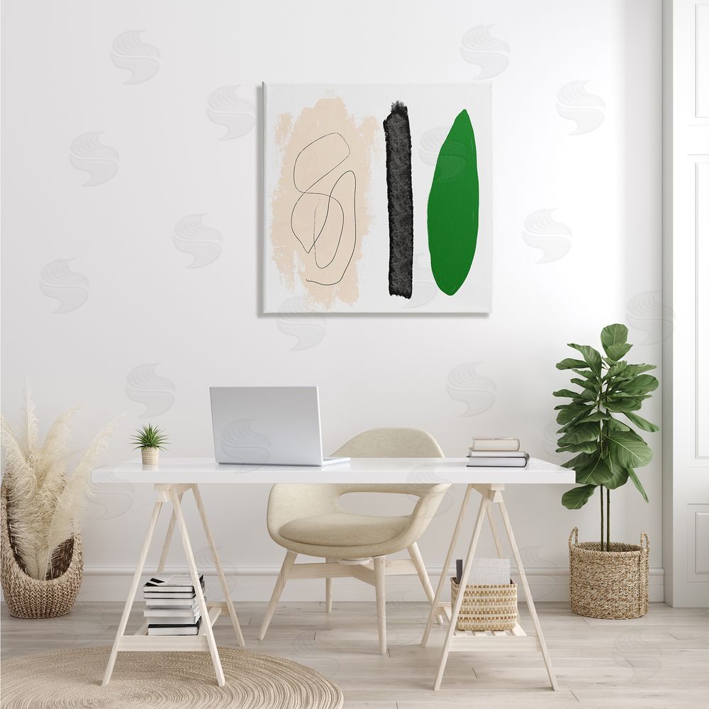 Bellassai Art Modern Abstract Nature Study Shape Collage Green Beige Canvas Wall Art in Room