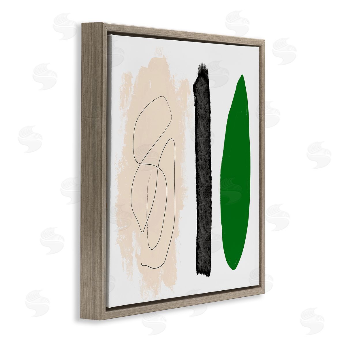 Bellassai Art Modern Abstract Nature Study Shape Collage Green Beige Brown Floating Frame Canvas Wall Art Print