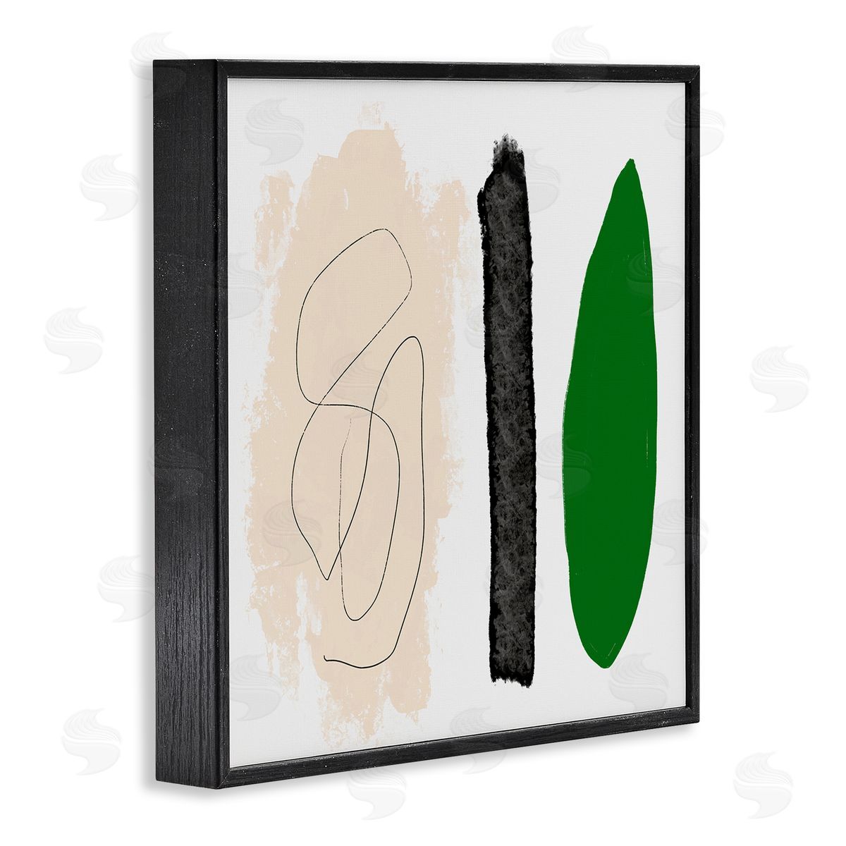 Bellassai Art Modern Abstract Nature Study Shape Collage Green Beige Black Framed Glicee Wall Art Print