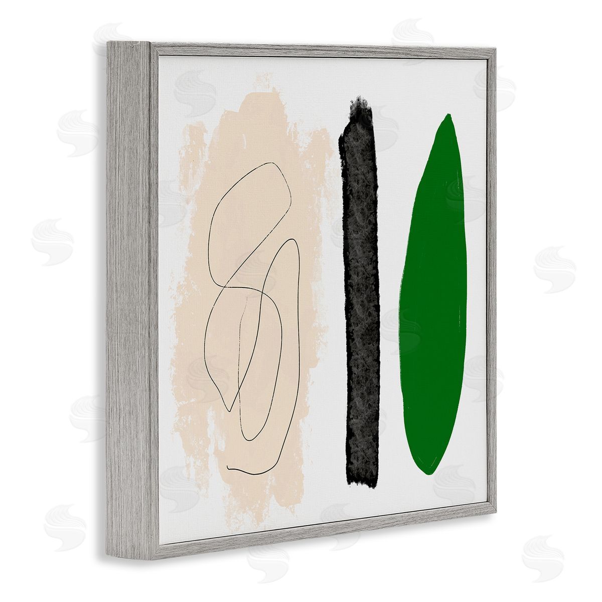 Bellassai Art Modern Abstract Nature Study Shape Collage Green Beige Gray Framed Glicee Wall Art Print
