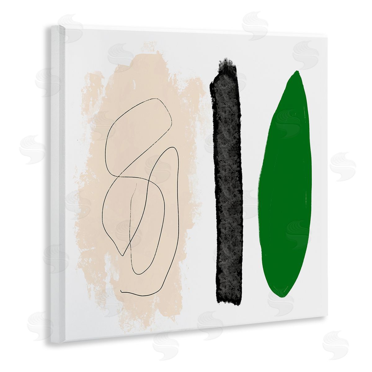 Bellassai Art Modern Abstract Nature Study Shape Collage Green Beige Wooden Wall Plaque Art Print