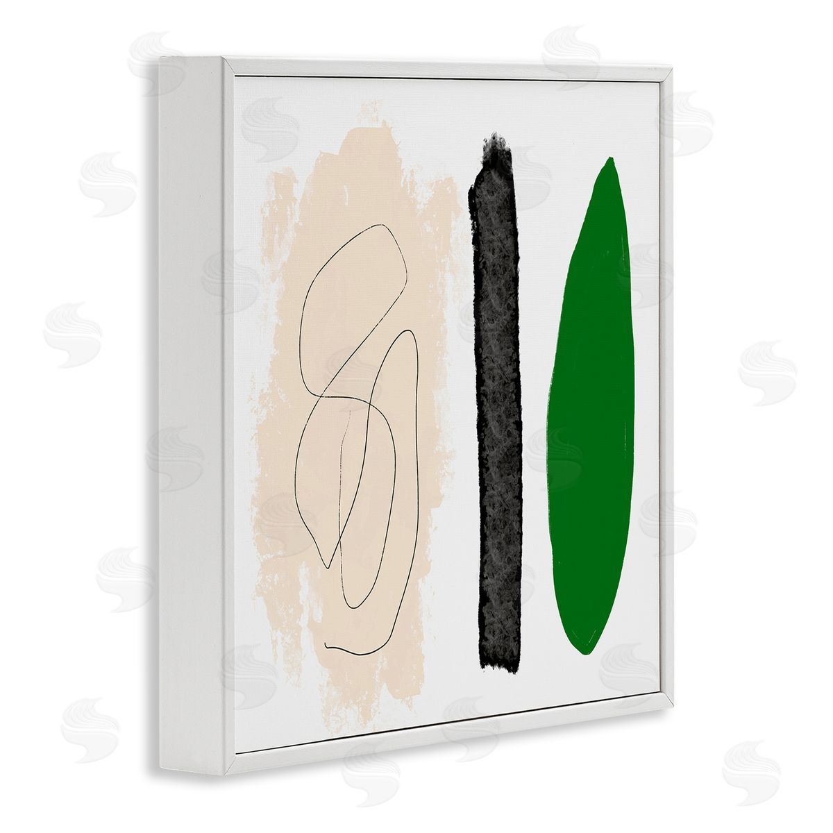 Bellassai Art Modern Abstract Nature Study Shape Collage Green Beige White Framed Glicee Wall Art Print