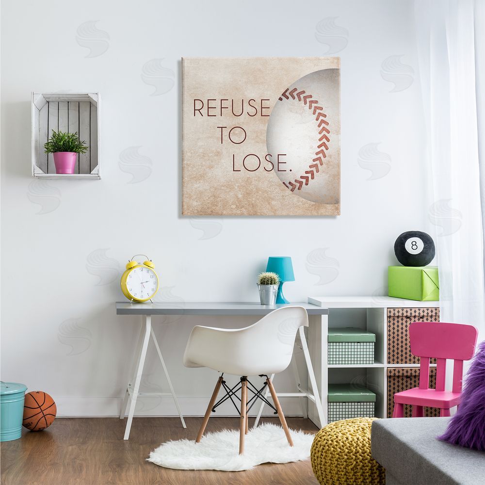 SD Graphics Studio Refuse To Lose Phrase Sports Baseball Rustic Brown Canvas Wall Art in Room