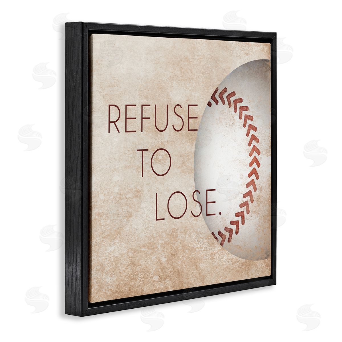 SD Graphics Studio Refuse To Lose Phrase Sports Baseball Rustic Brown Black Floating Frame Canvas Wall Art Print