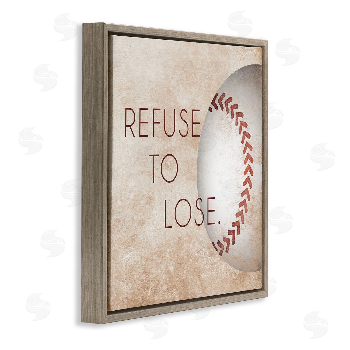 SD Graphics Studio Refuse To Lose Phrase Sports Baseball Rustic Brown Brown Floating Frame Canvas Wall Art Print
