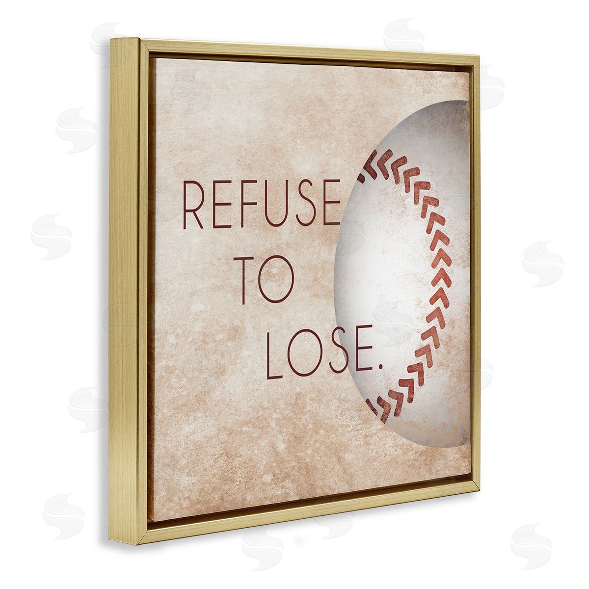 SD Graphics Studio Refuse To Lose Phrase Sports Baseball Rustic Brown Gold Floating Frame Canvas Wall Art Print