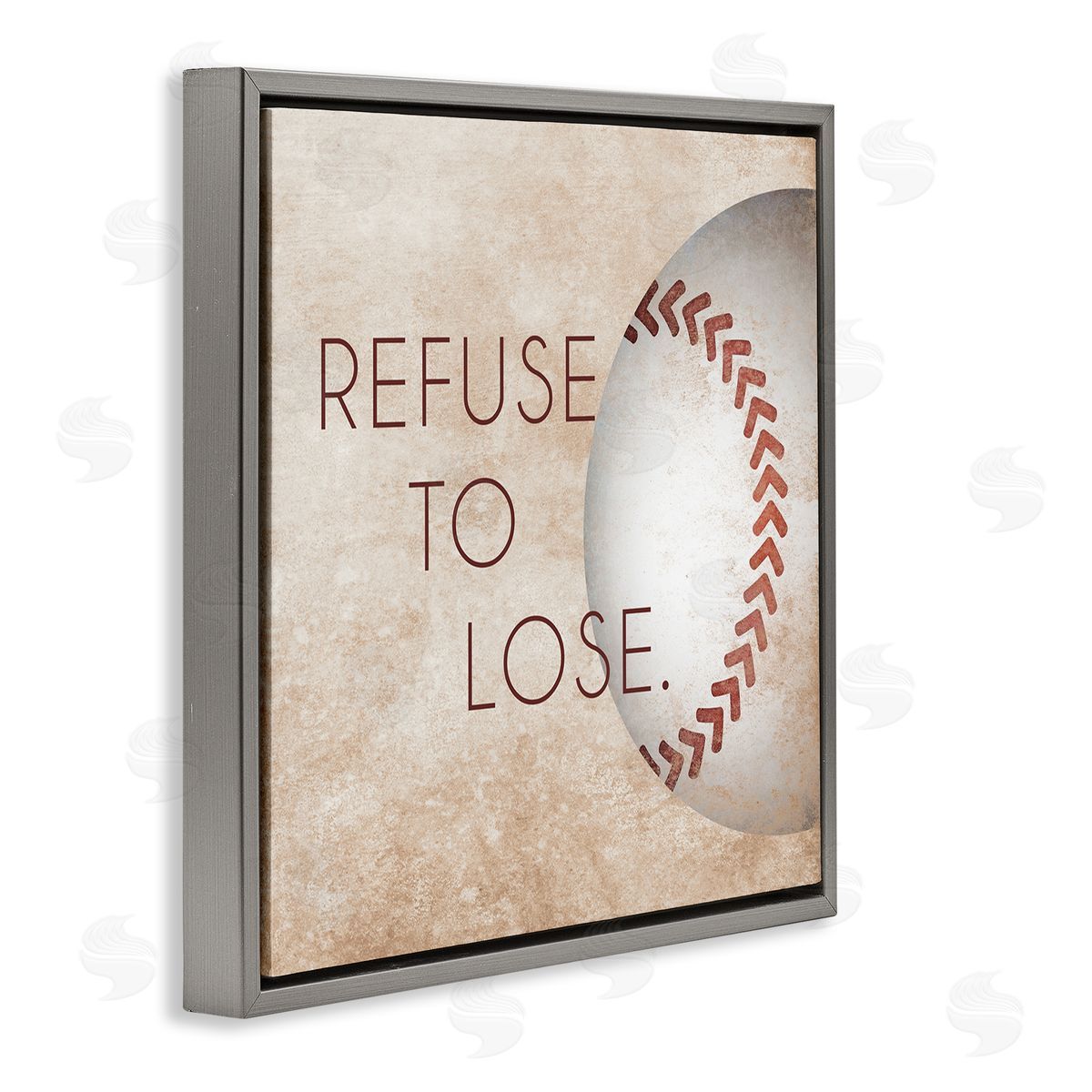 SD Graphics Studio Refuse To Lose Phrase Sports Baseball Rustic Brown Gray Floating Frame Canvas Wall Art Print