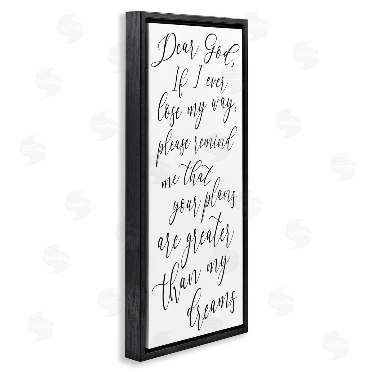Dear God Motivational Phrase Black Floating Frame Canvas Wall Art, Home Decor by Anna Quach