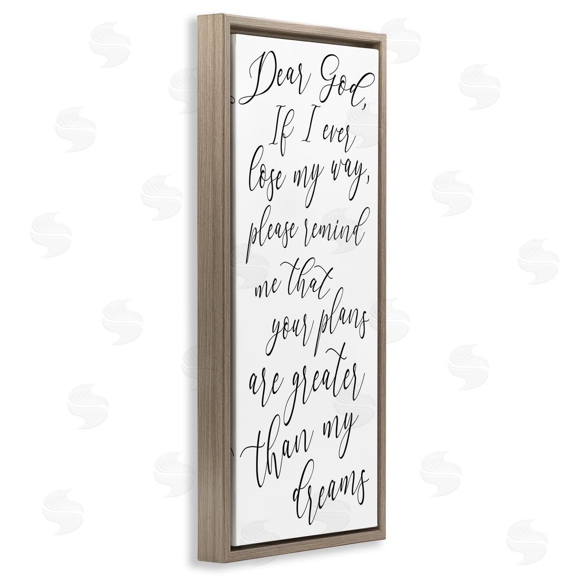 Dear God Motivational Phrase Brown Floating Frame Canvas Wall Art, Home Decor by Anna Quach