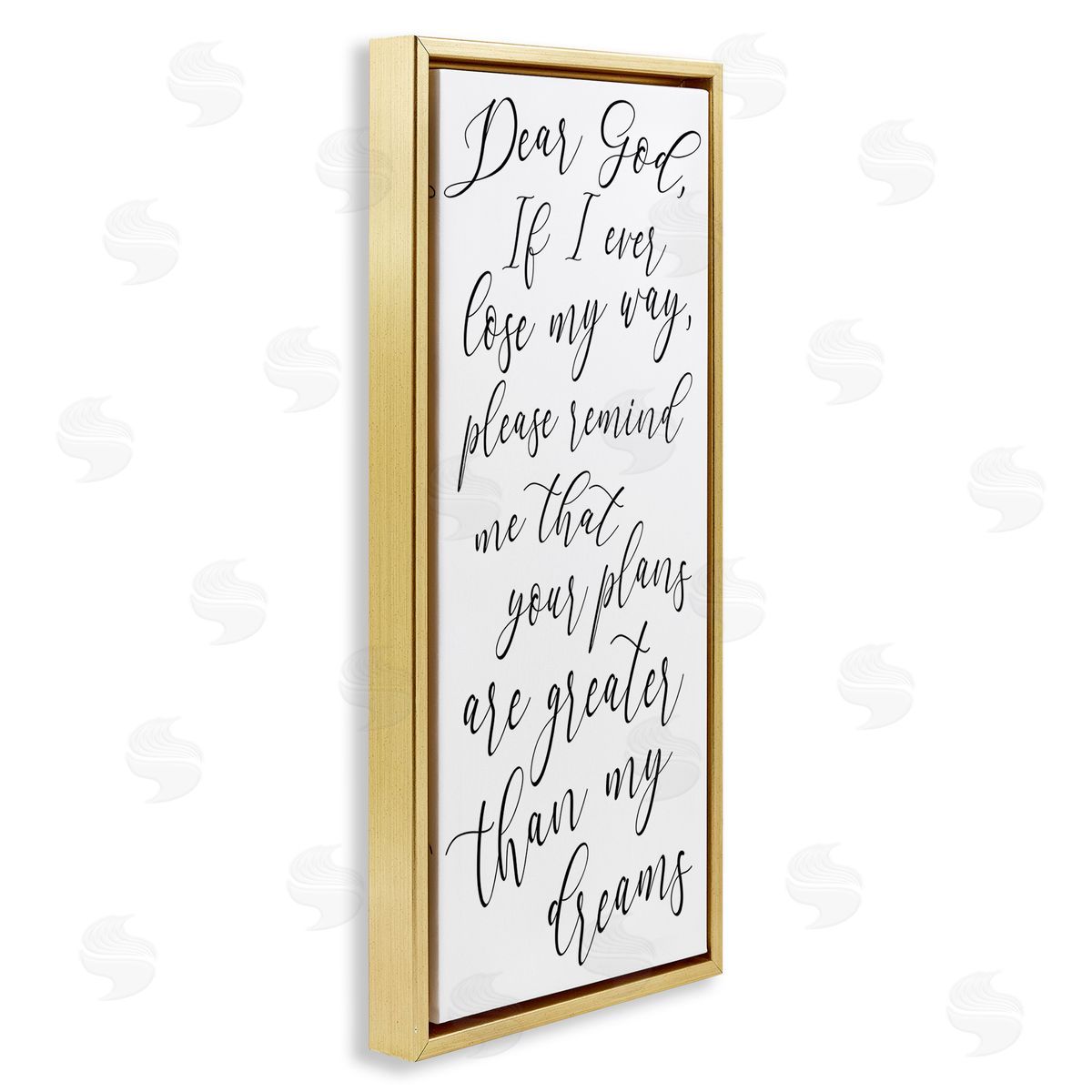 Dear God Motivational Phrase Gold Floating Frame Canvas Wall Art, Home Decor by Anna Quach