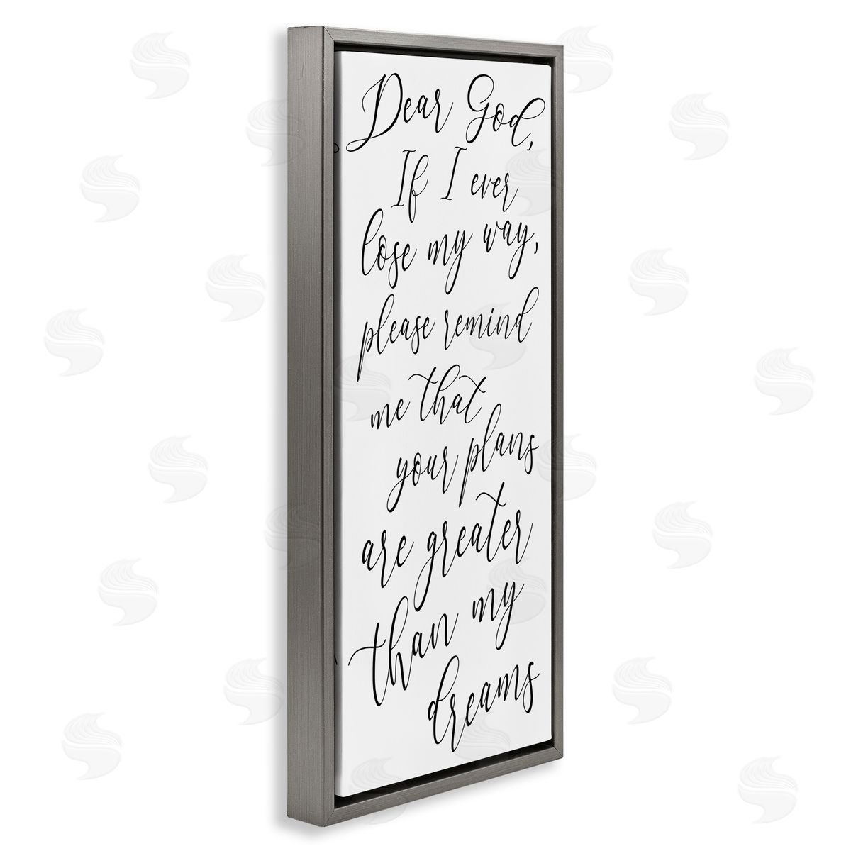 Dear God Motivational Phrase Grey Floating Frame Canvas Wall Art, Home Decor by Anna Quach