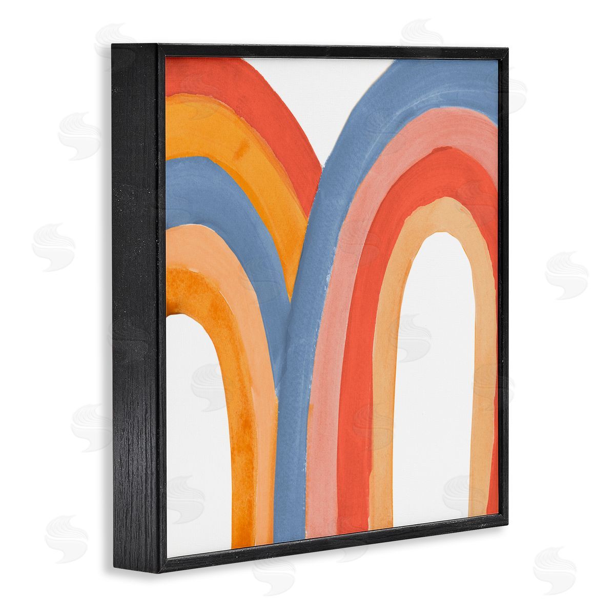 Emily Navas Playful Double Rainbow Arches Blue Red Orange Black Framed Glicee Wall Art Print