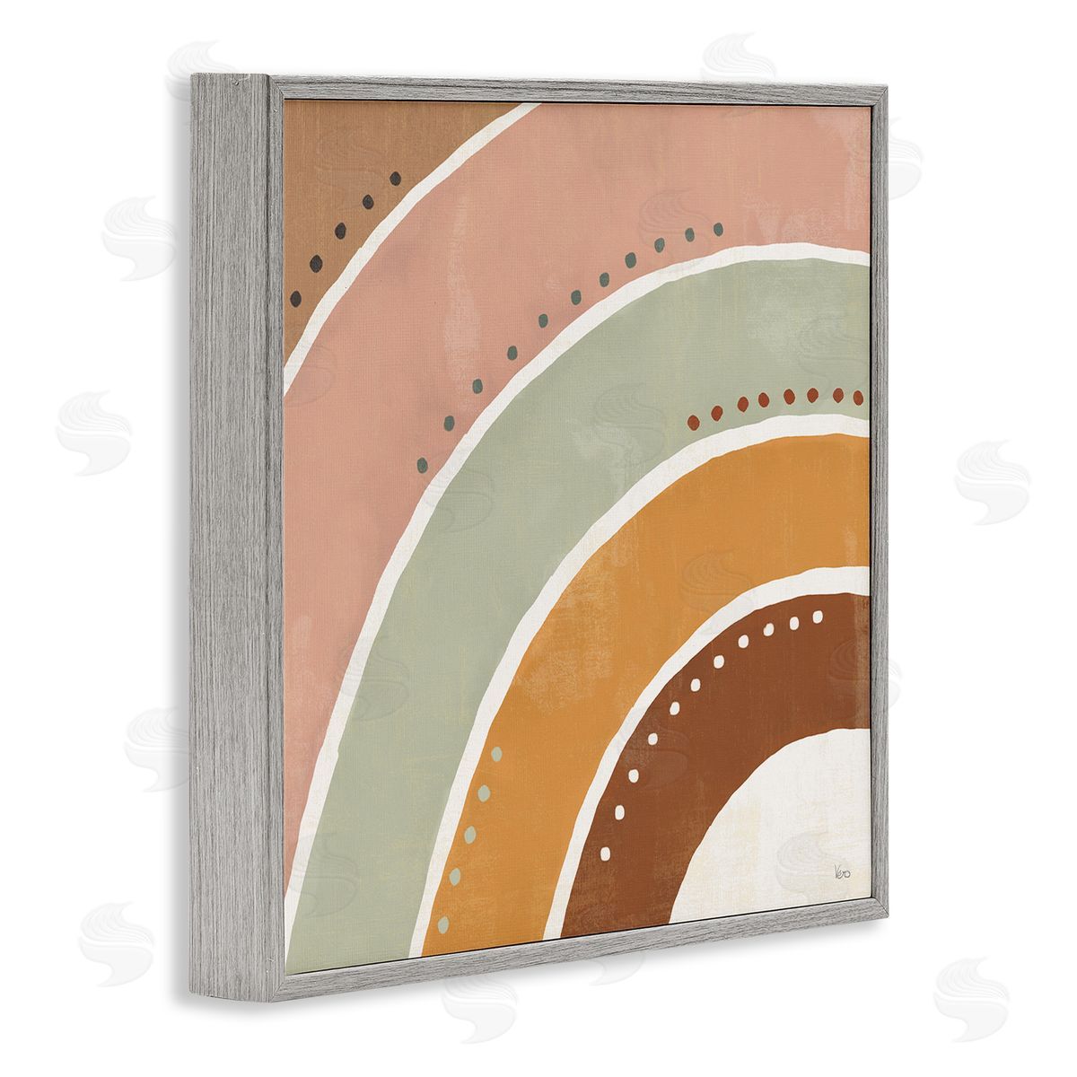 Veronique Charron Desert Half Rainbow Arches Polka Dot Stripes Gray Framed Glicee Wall Art Print