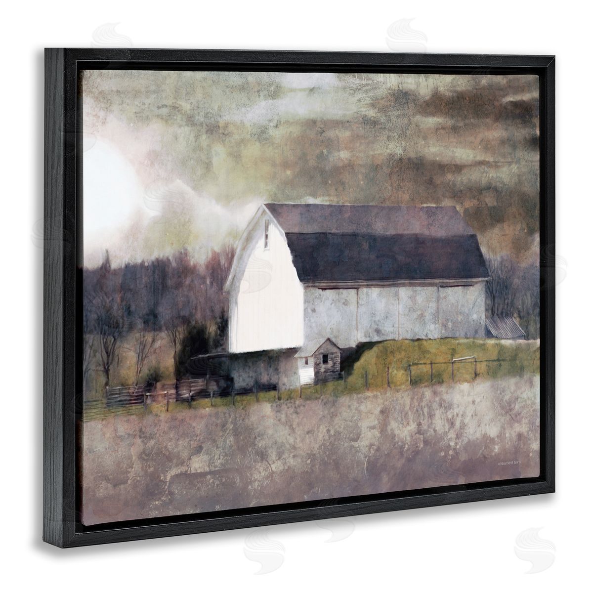 Stormy Sky Country Farm Barn Black Floating Frame Canvas Wall Art, Home Decor by Bluebird Barn