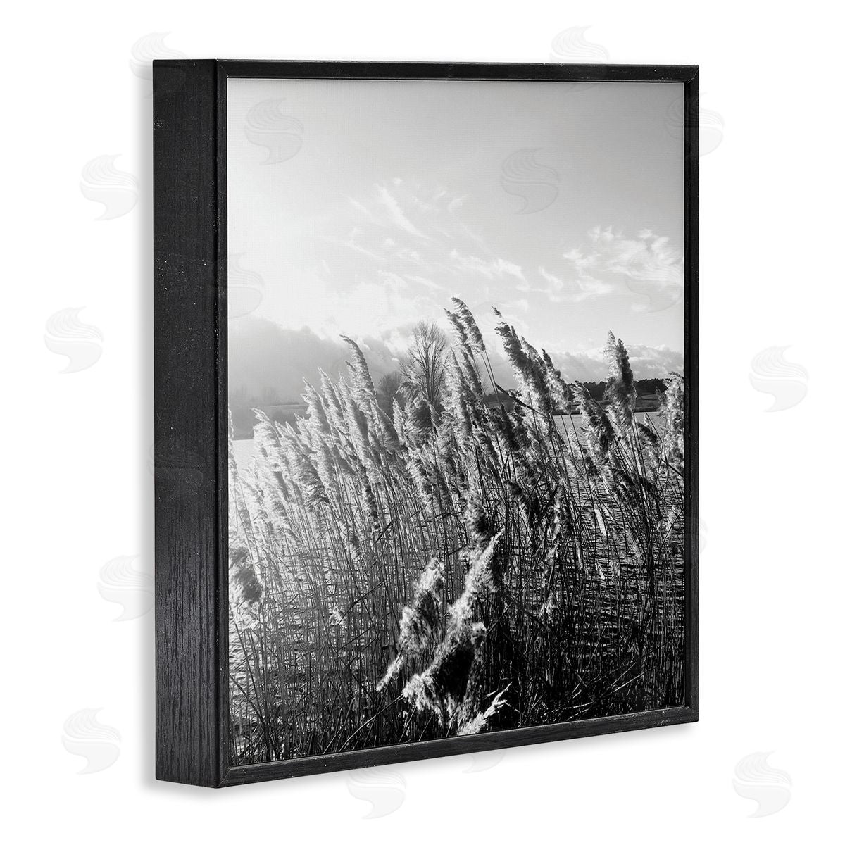 Tall Grass Lake Water Landscape Black Frame Print Wall Art, Home Decor by Sarah Jane