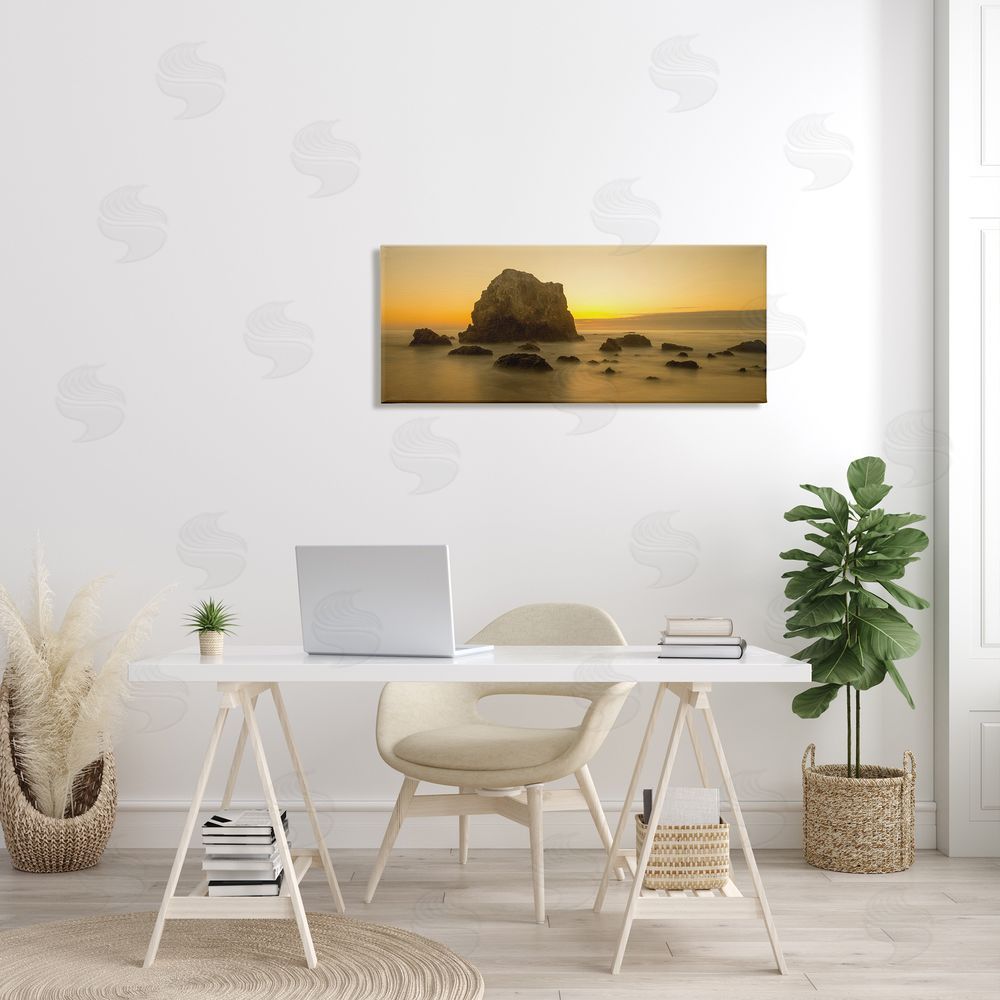 J.C. Leacock Rocky Beach Cliff Sunrise Warm Nautical Summer Horizon