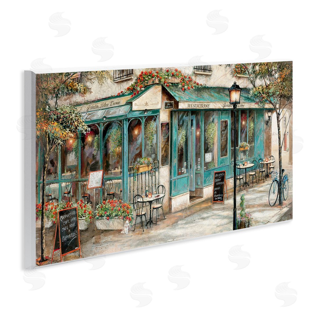European City Streets Café Scene Wood Plaque Wall Art, Home Decor by Ruane Manning