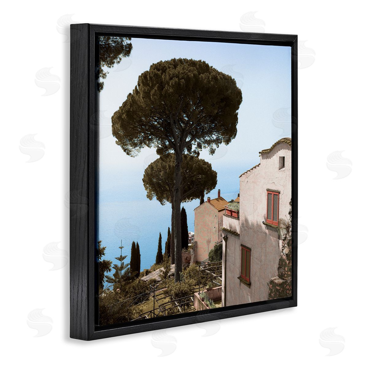 Alan Blaustein Traditional Mountainside European Villa Architecture Clear Blue Sky Black Floating Frame Canvas Wall Art Print