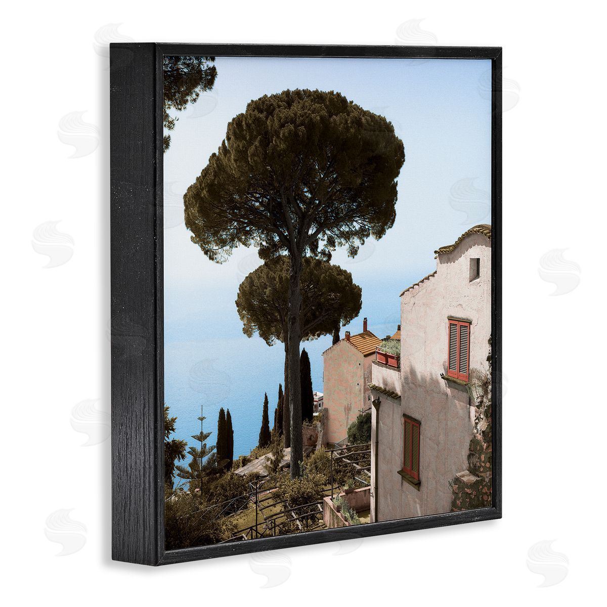 Alan Blaustein Traditional Mountainside European Villa Architecture Clear Blue Sky Black Framed Glicee Wall Art Print
