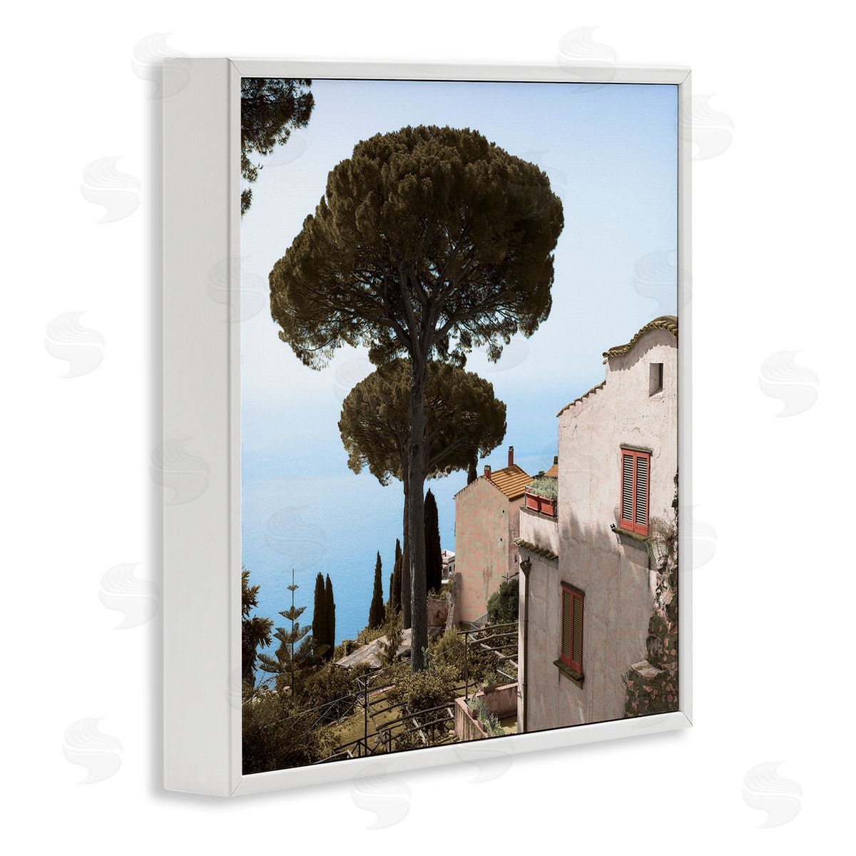 Alan Blaustein Traditional Mountainside European Villa Architecture Clear Blue Sky White Framed Glicee Wall Art Print