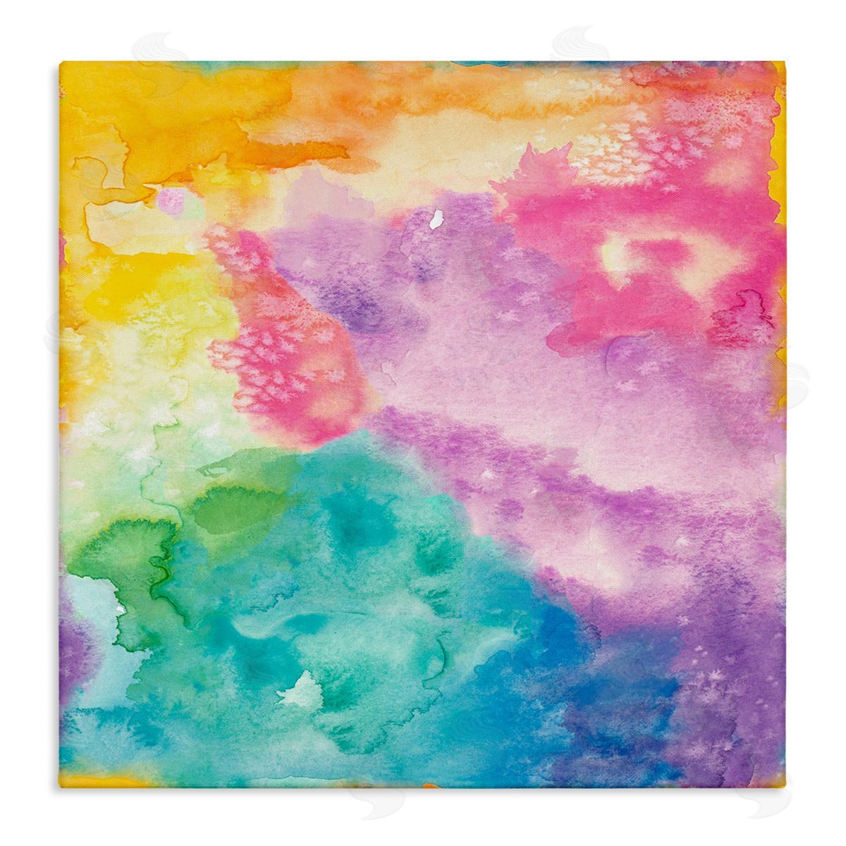 Nola James Fluid Abstract Watercolor Paint Rainbow Ombre Pattern Stretched Canvas Wall Art Print