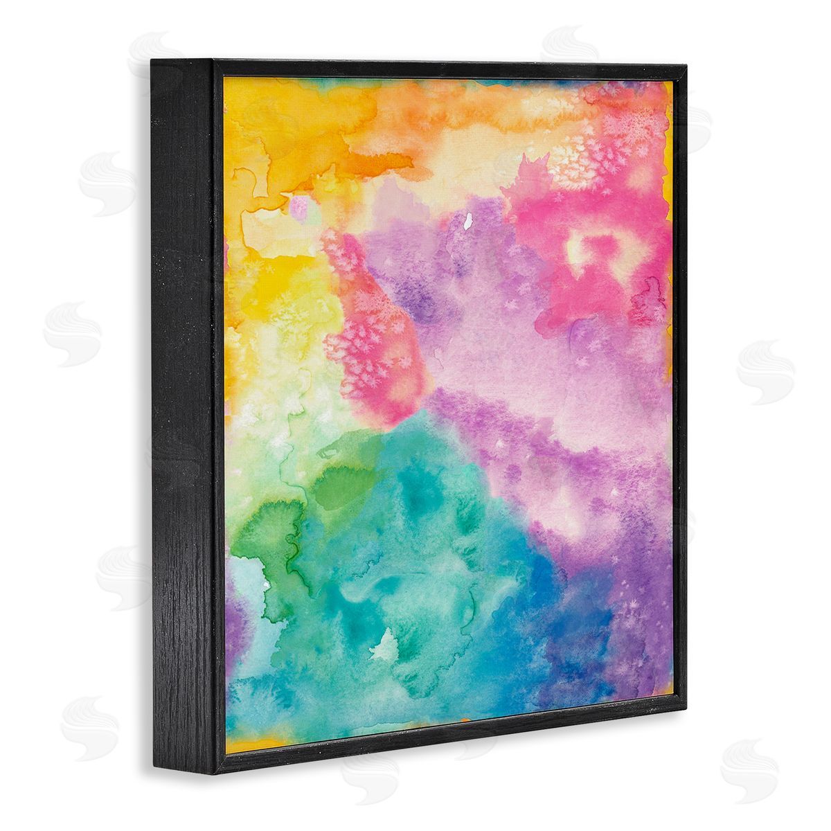 Nola James Fluid Abstract Watercolor Paint Rainbow Ombre Pattern Black Framed Glicee Wall Art Print
