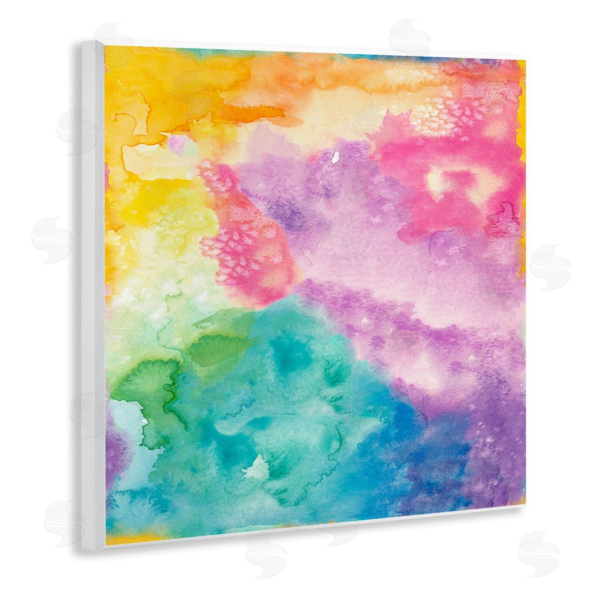 Nola James Fluid Abstract Watercolor Paint Rainbow Ombre Pattern Wooden Wall Plaque Art Print