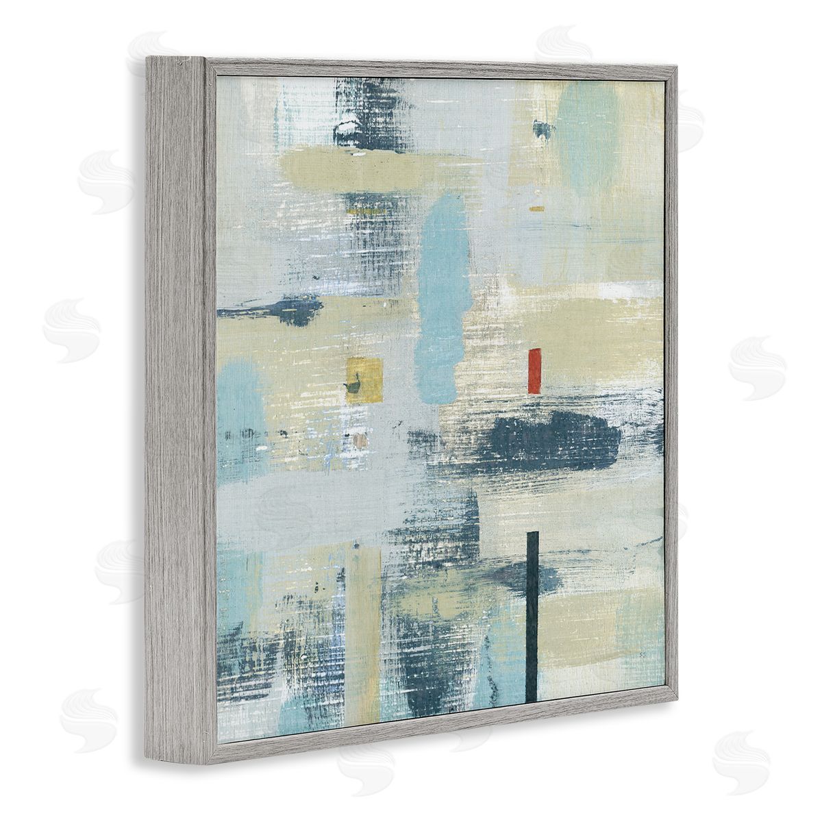 Susan Jill Abstract Paint Stroke Collage Blue Beige Woven Pattern Gray Framed Glicee Wall Art Print