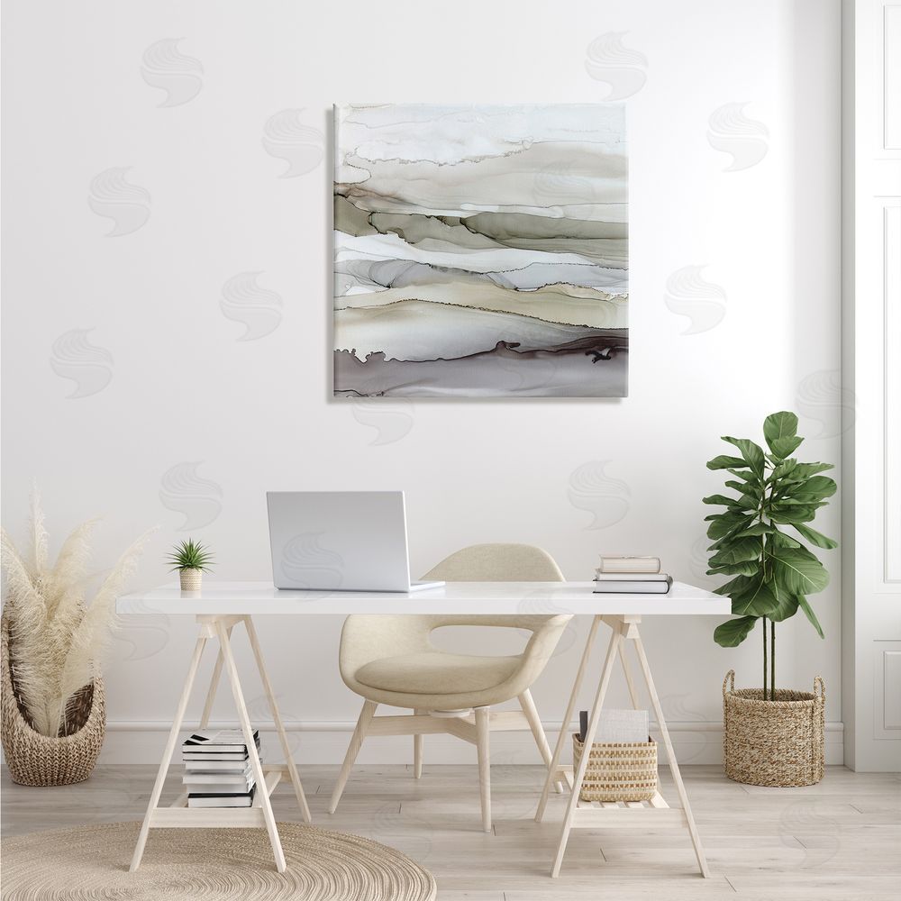 Carol Robinson Abstract Mountain Range Watercolor Interpretation Brown Grey Canvas Wall Art in Room