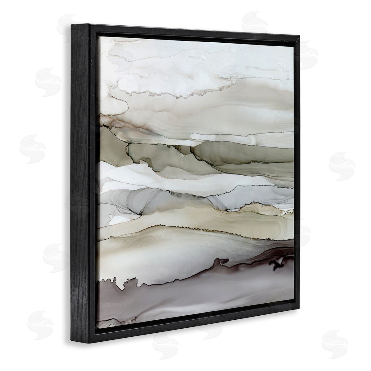 Carol Robinson Abstract Mountain Range Watercolor Interpretation Brown Grey Black Floating Frame Canvas Wall Art Print