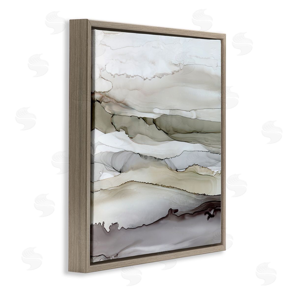 Carol Robinson Abstract Mountain Range Watercolor Interpretation Brown Grey Brown Floating Frame Canvas Wall Art Print