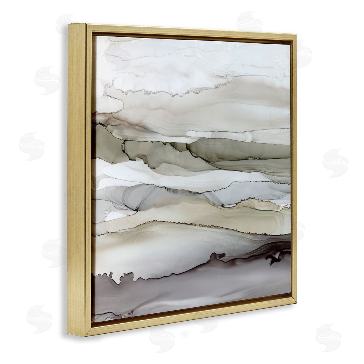 Carol Robinson Abstract Mountain Range Watercolor Interpretation Brown Grey Gold Floating Frame Canvas Wall Art Print