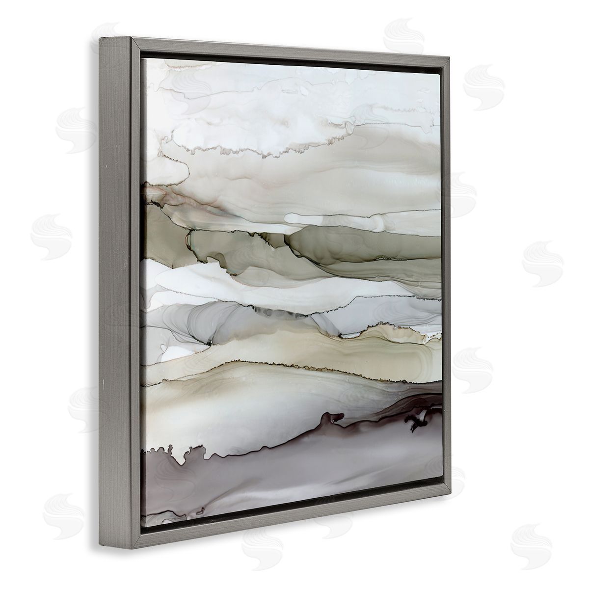Carol Robinson Abstract Mountain Range Watercolor Interpretation Brown Grey Gray Floating Frame Canvas Wall Art Print