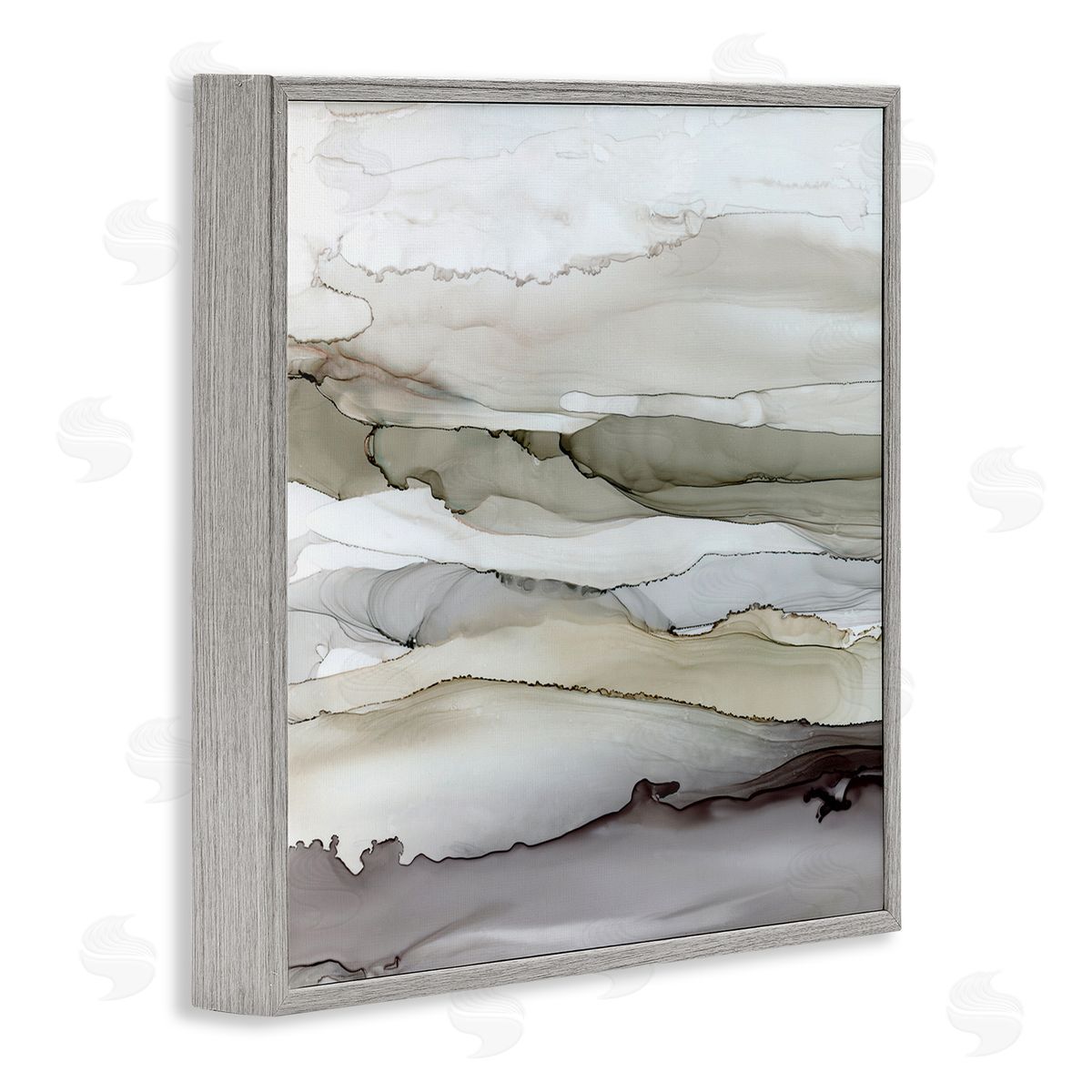 Carol Robinson Abstract Mountain Range Watercolor Interpretation Brown Grey Gray Framed Glicee Wall Art Print