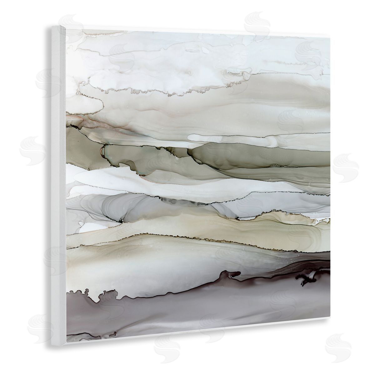 Carol Robinson Abstract Mountain Range Watercolor Interpretation Brown Grey Wooden Wall Plaque Art Print