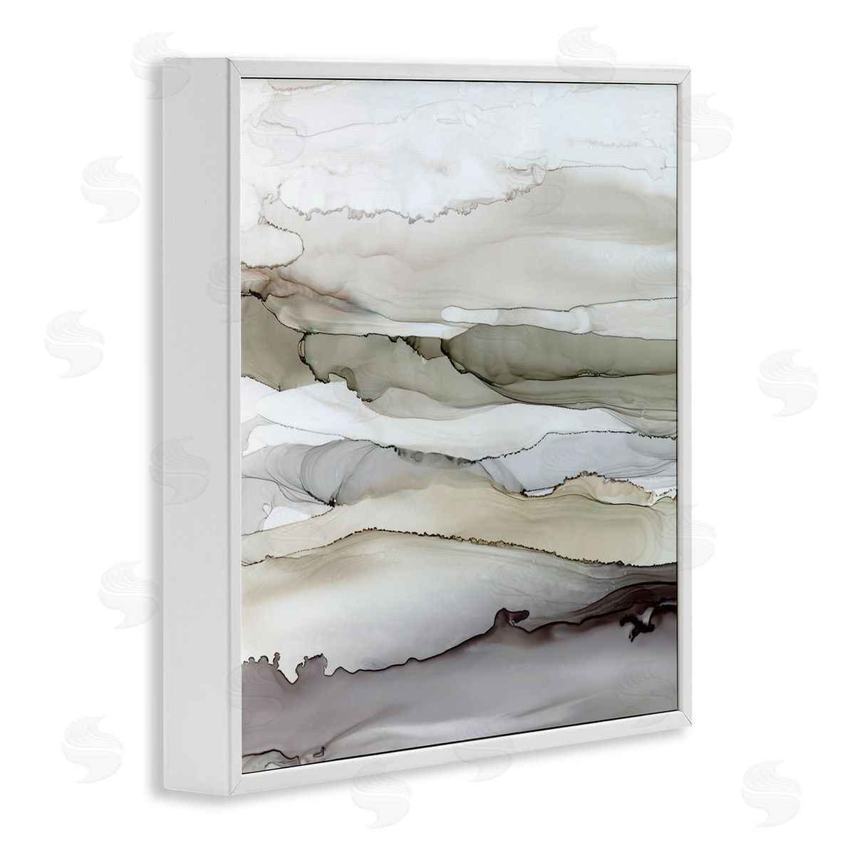 Carol Robinson Abstract Mountain Range Watercolor Interpretation Brown Grey White Framed Glicee Wall Art Print