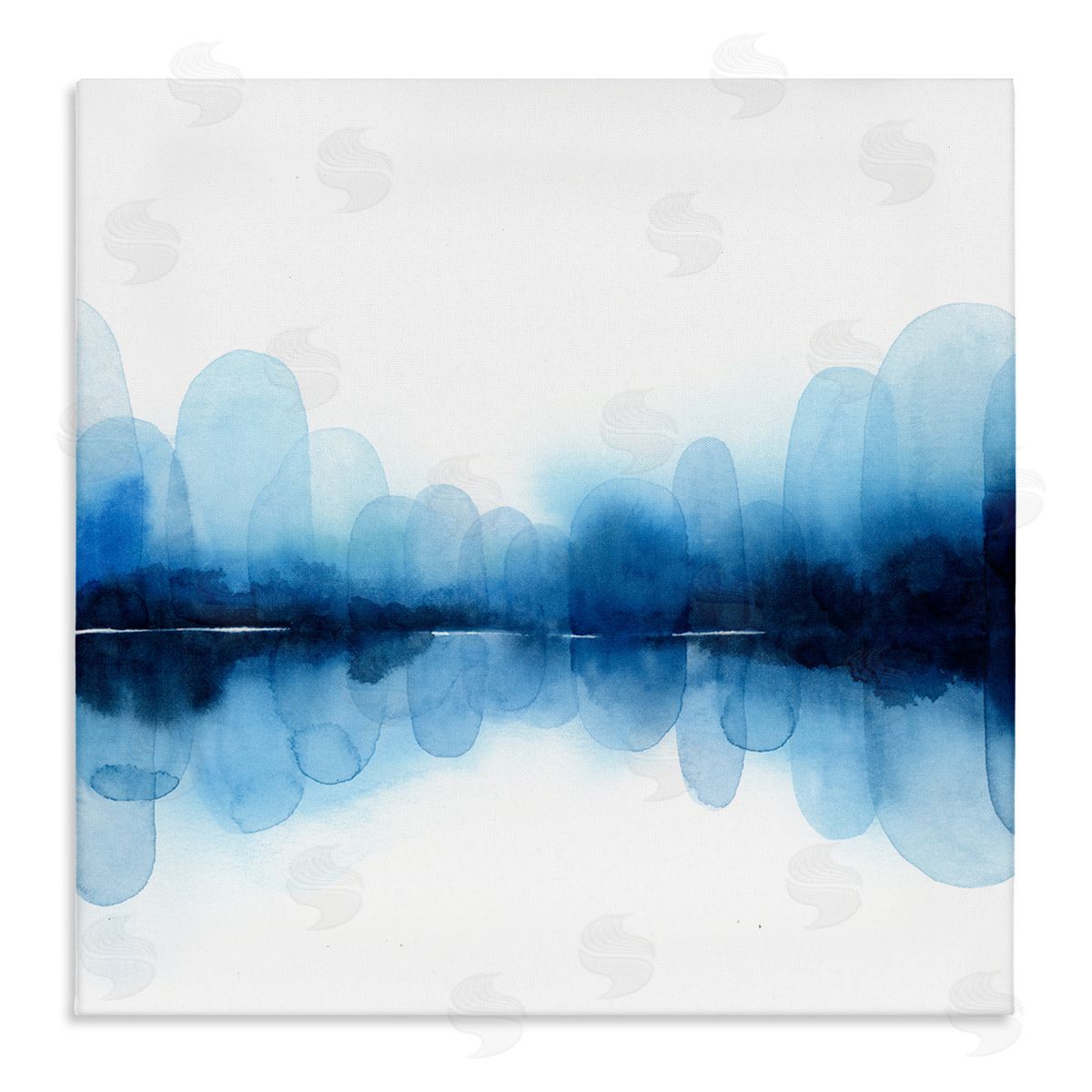 Grace Popp Reflecting Blue Arches Abstract Layered Shapes over White Stretched Canvas Wall Art Print