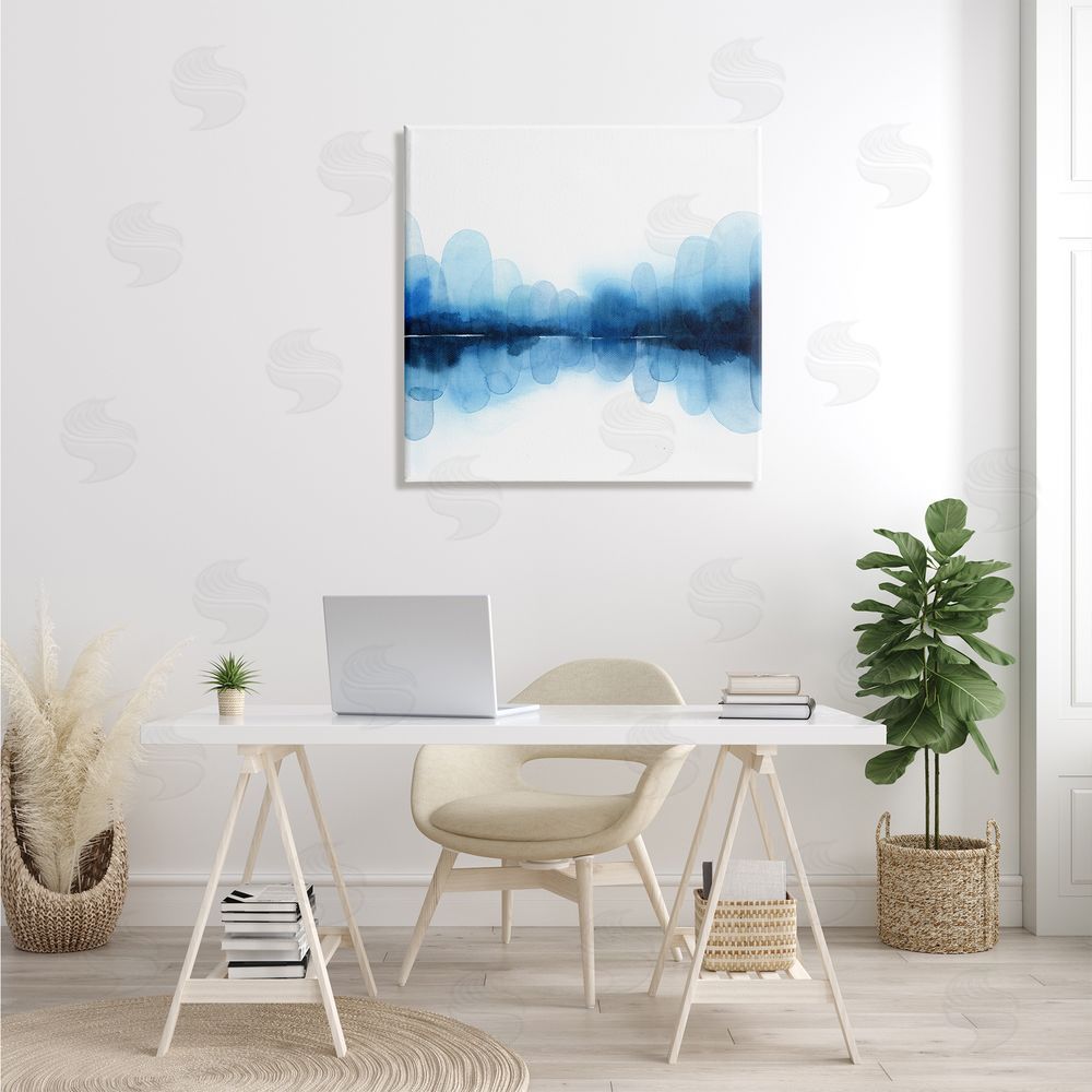 Grace Popp Reflecting Blue Arches Abstract Layered Shapes over White Canvas Wall Art in Room
