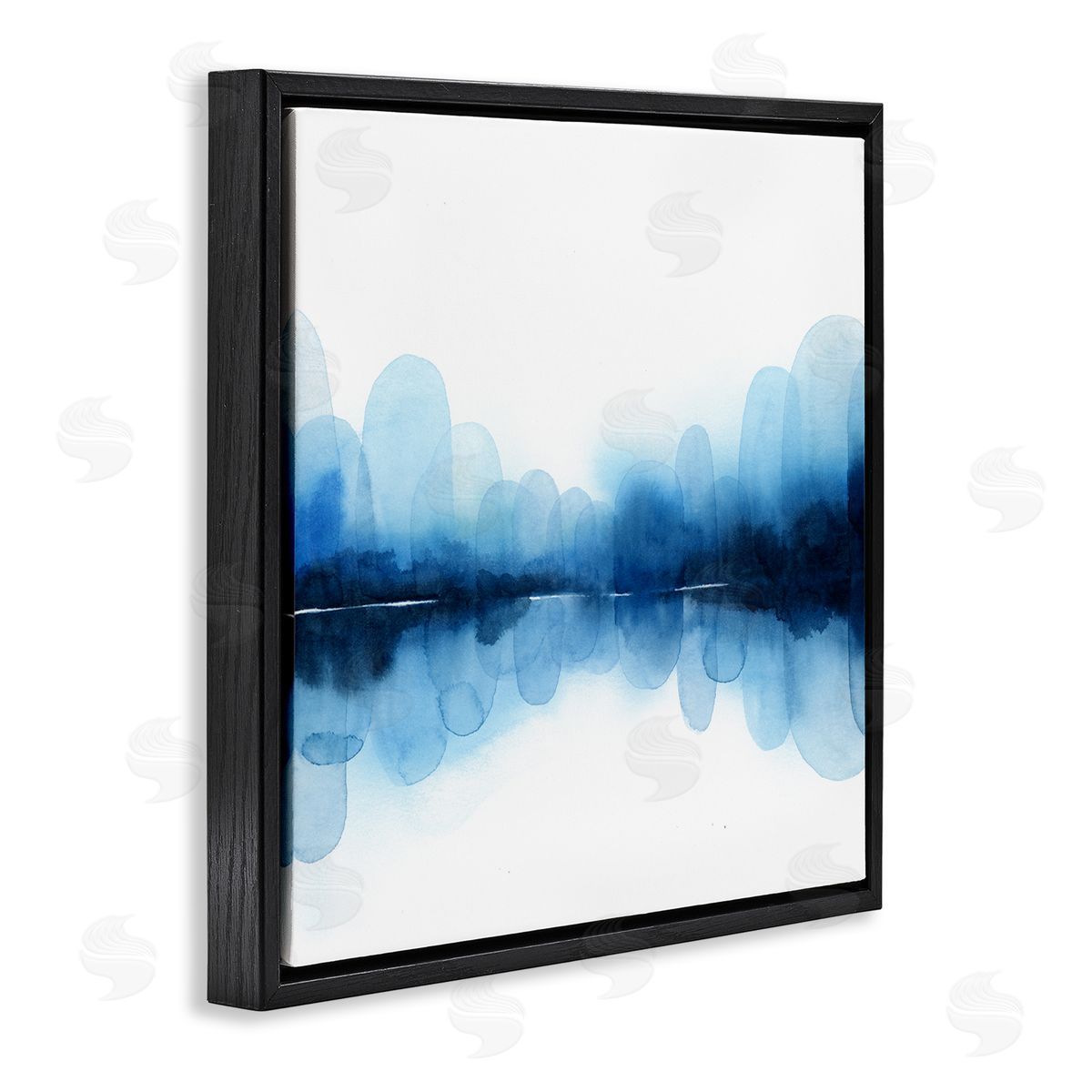Grace Popp Reflecting Blue Arches Abstract Layered Shapes over White Black Floating Frame Canvas Wall Art Print