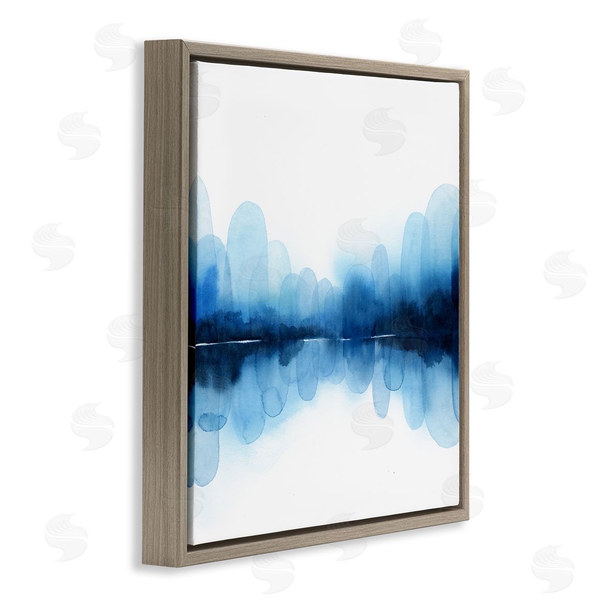 Grace Popp Reflecting Blue Arches Abstract Layered Shapes over White Brown Floating Frame Canvas Wall Art Print