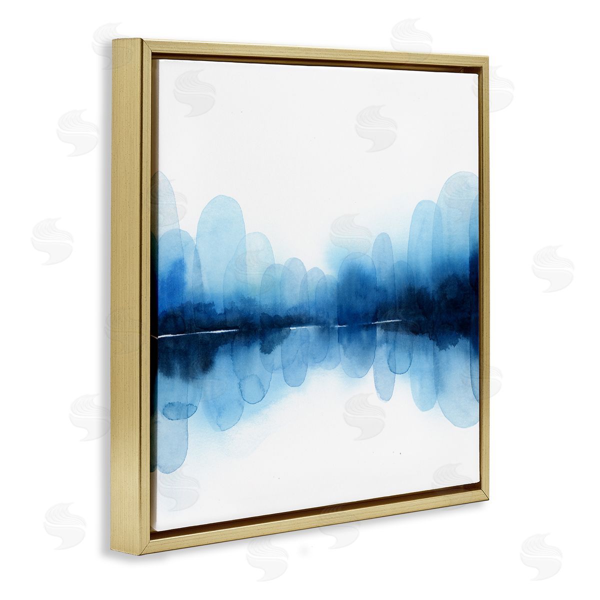 Grace Popp Reflecting Blue Arches Abstract Layered Shapes over White Gold Floating Frame Canvas Wall Art Print