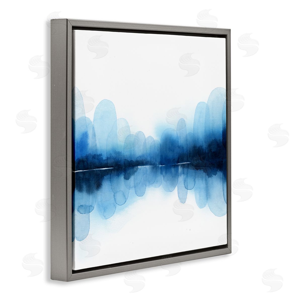 Grace Popp Reflecting Blue Arches Abstract Layered Shapes over White Gray Floating Frame Canvas Wall Art Print